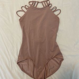 natalie dance wear light pink strappy leotard